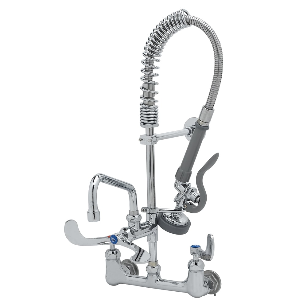 T&S MPZ8WWN08CR 22"H Wall Mount Pre Rinse Faucet - 1.15 GPM, Base with Nozzle