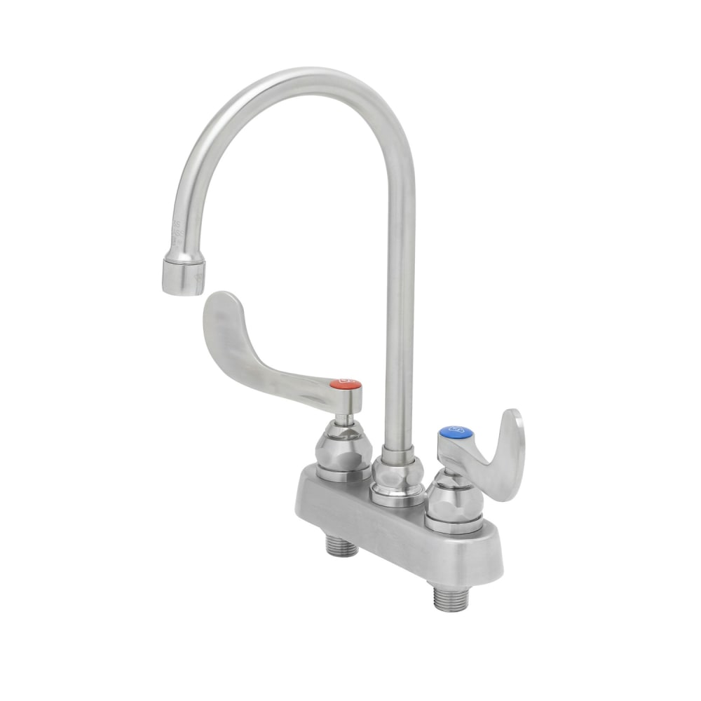 T&S S-1141-04 Deck Mount Faucet - 6" Swivel Gooseneck Spout, 4" Centers