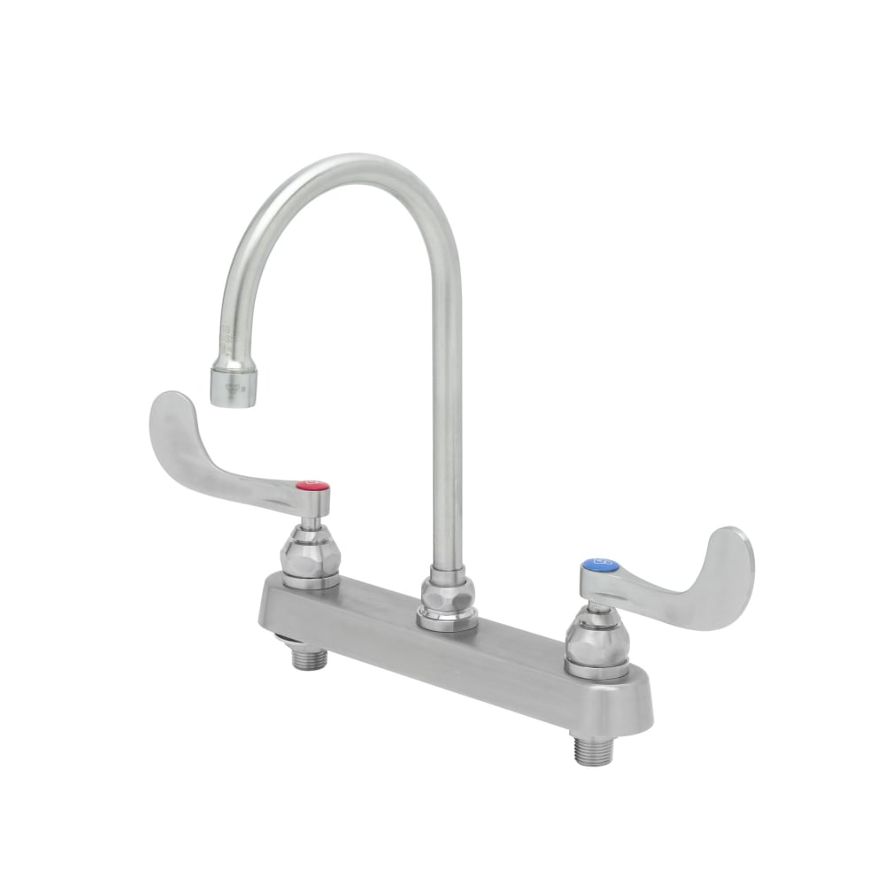 T&S S-1142-04 Deck Mount Faucet - 6" Swivel Gooseneck Spout, 8" Centers