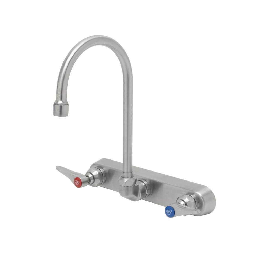 T&S S-1147 Splash Mount Faucet - 6" Swivel Gooseneck Spout, 8" Centers