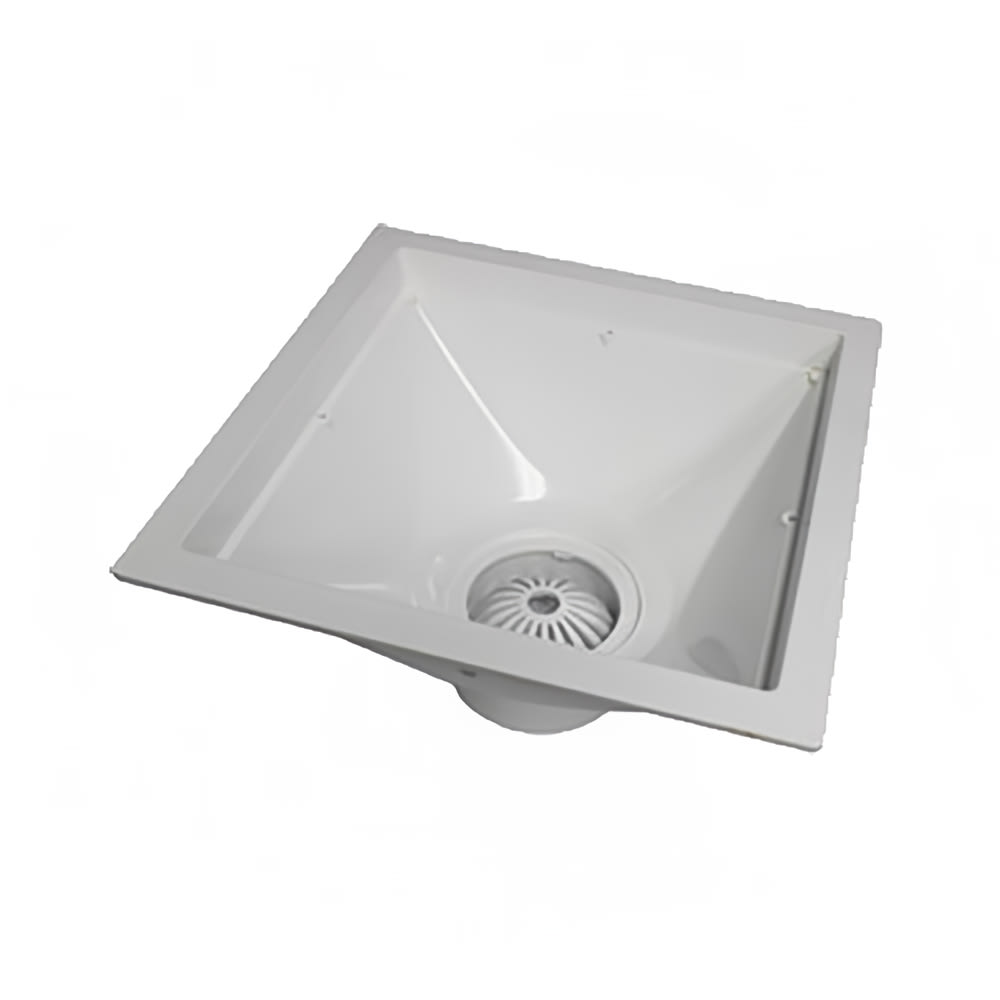 Canplas 394718 9" Square Endura® Standard Floor Sink - 3" Hub, PVC, White