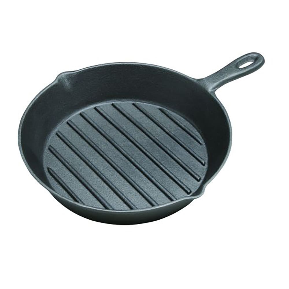 DayMark Safety Systems 1024972 Cast Iron Ribbed 2" D Grill Pan w/ Handle, 11 1/4" Diam.