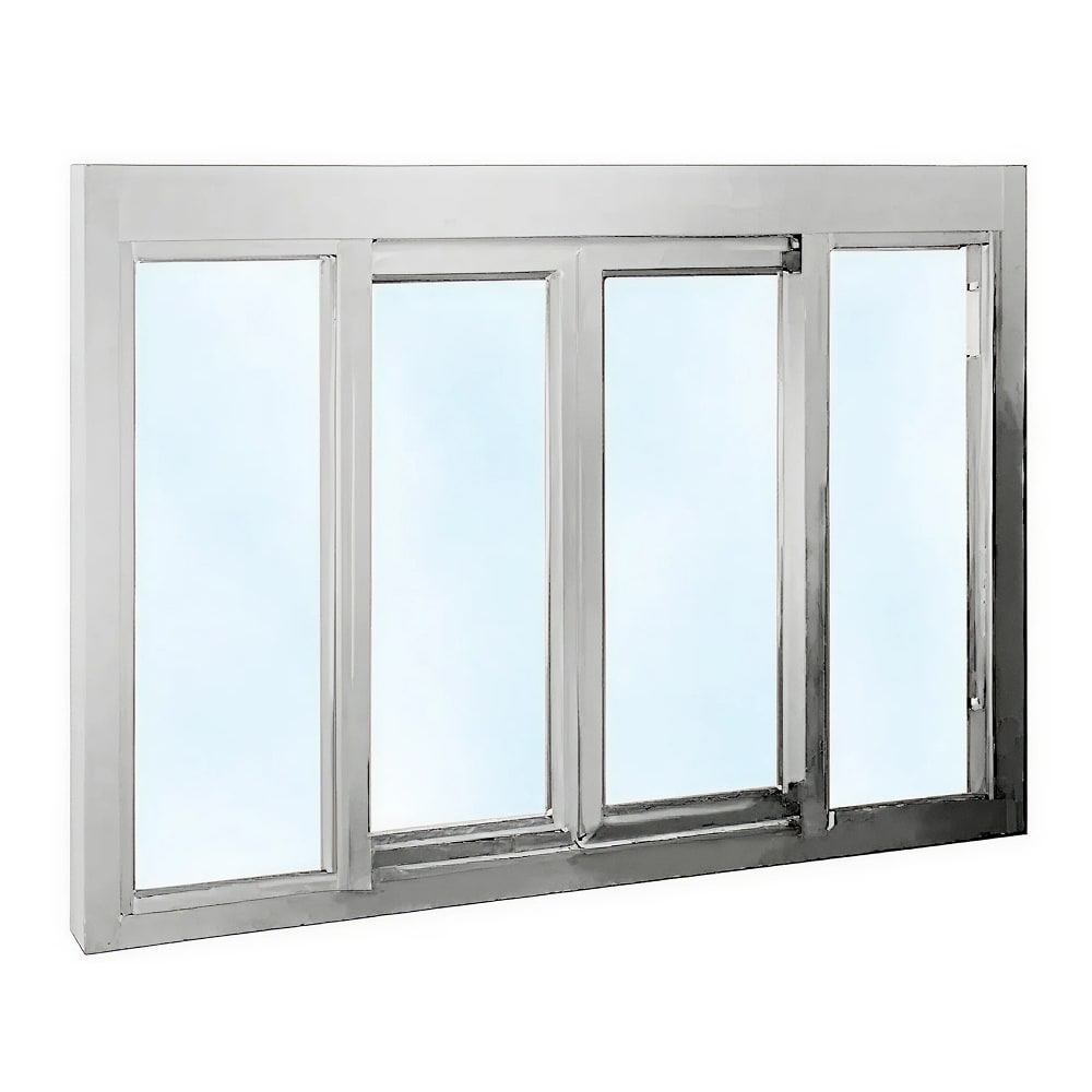 Ready Access 65162202 Model 131 53 1/2"W x 37 3/4"H Silver Bi-Parting Manual Drive-Thru Window