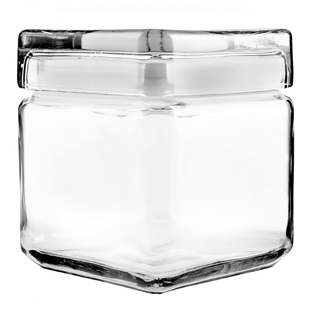 Anchor Hocking Stackable Square Storage Jar, 1 qt., Glass Lid (85587R)