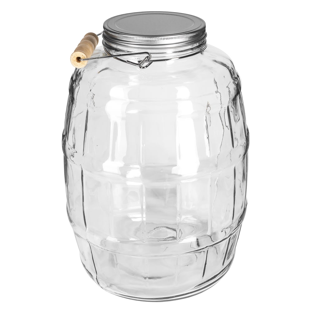 Anchor Hocking 2 1/2 gal Barrel Jar w/ Handle & Brushed Aluminum Lid (85679AHG17)