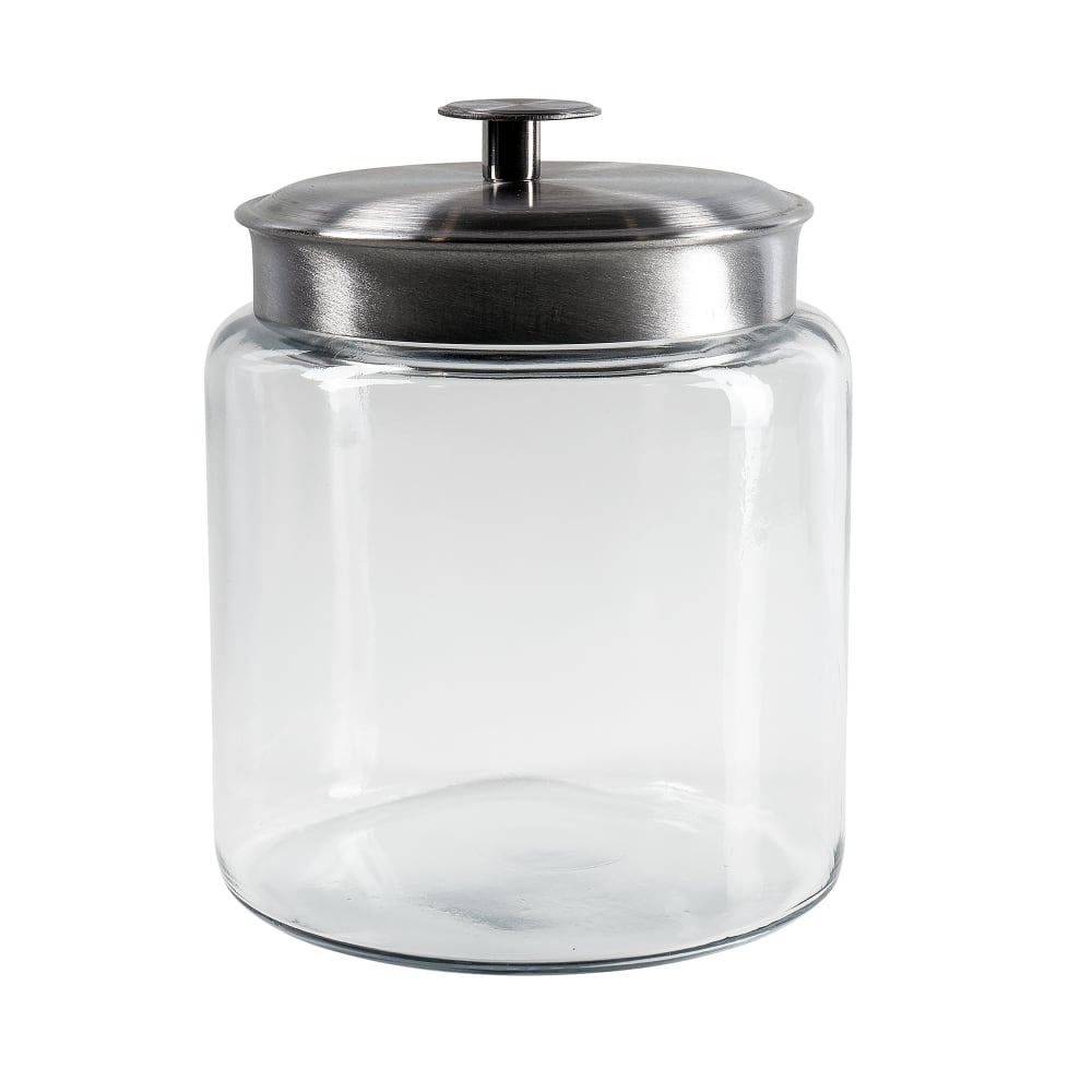 Anchor Hocking 96 oz Mini Modern Montana Jar w/ Brushed Aluminum Metal Cover (95541AHG17)