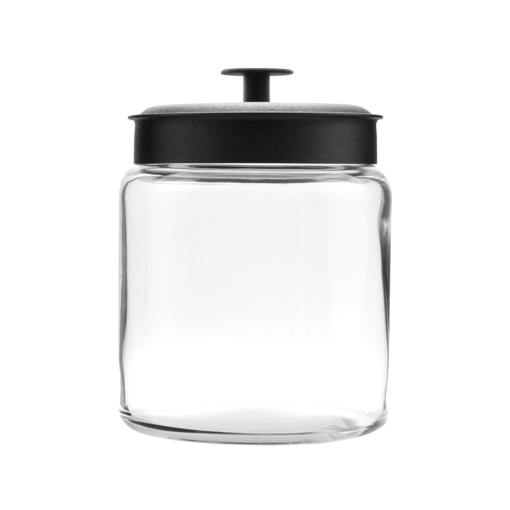 Anchor Hocking 96 oz Mini Montana Glass Jar w/ Black Metal Lid (96712AHG17)