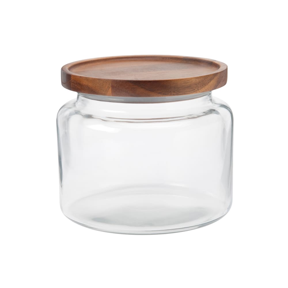 Anchor Hocking 64 oz Mini Montana Glass Jar w/ Acacia Wood Lid (97693AHG17)
