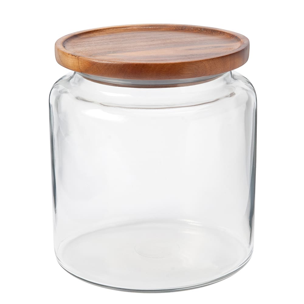 Anchor Hocking 96 oz Mini Montana Glass Jar w/ Acacia Wood Lid (97694AHG17)