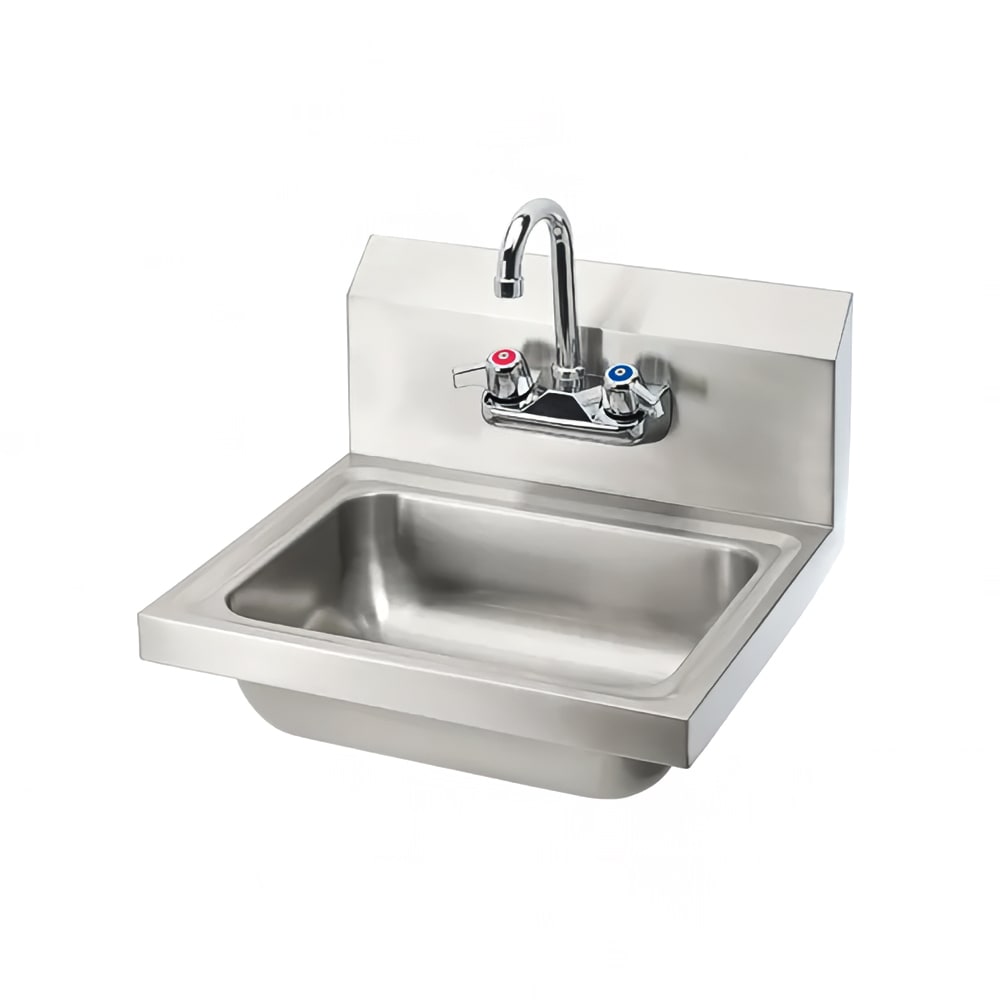 Splash Wall Mount Commercial Hand Sink w/ 13 3/4"L x 9 7/8"W x 5 3/8"D Bowl, Gooseneck Faucet (HS-GF-14-10-5)