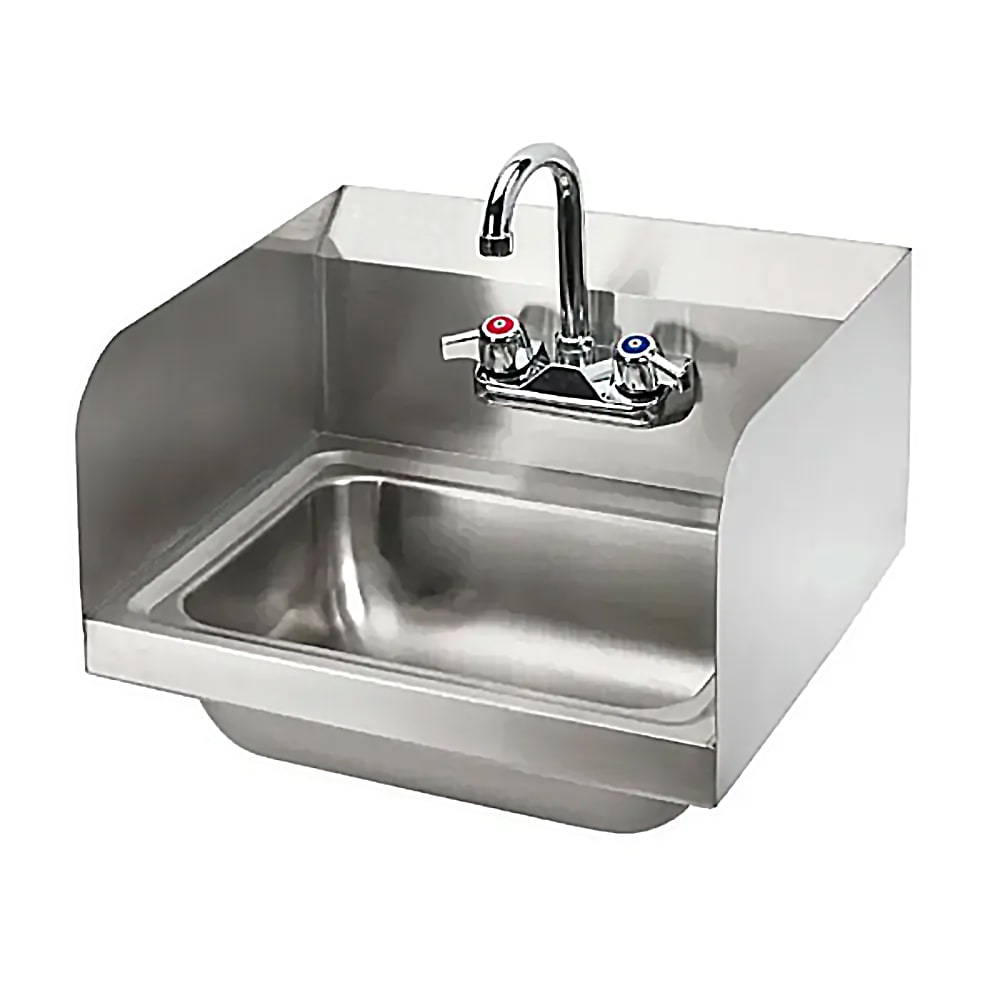 Splash Wall Mount Commercial Hand Sink w/ 13 3/4"L x 9 7/8"W x 5 3/8"D Bowl, Side Splashes (HS-GF-SS-14-10-5)