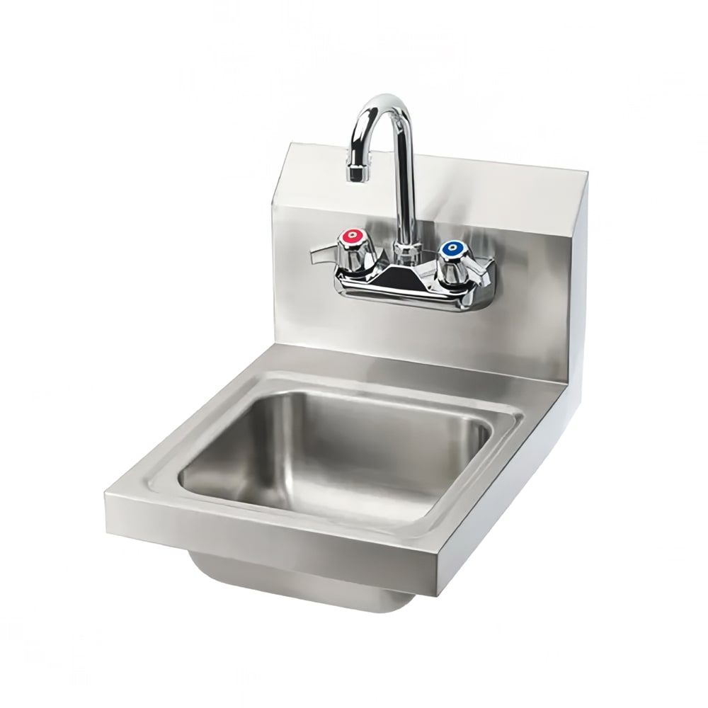Splash Wall Mount Commercial Hand Sink w/ 9"L x 11"W x 5"D Bowl, Gooseneck Faucet (HS-GF-9-9-5)