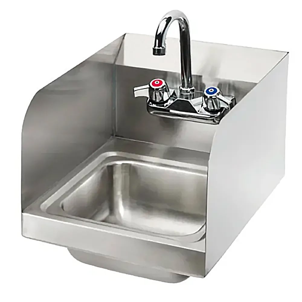 Splash Wall Mount Commercial Hand Sink w/ 9"L x 11"W x 5"D Bowl, Side Splashes (HS-GF-SS-9-9-5)