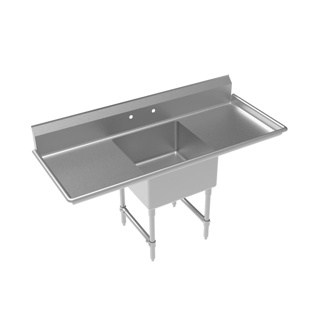 Splash 72" 1 Compartment Sink w/ 24"L x 24"W Bowl, 12" Deep (CS-2424-LR-LF)
