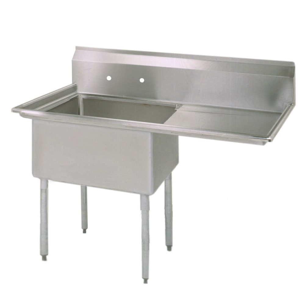 BK Resources ES-1-18-12-18R 38 1/2" 1 Compartment Sink w/ 18"L x 18"W Bowl, 12" Deep, Right Drainboard