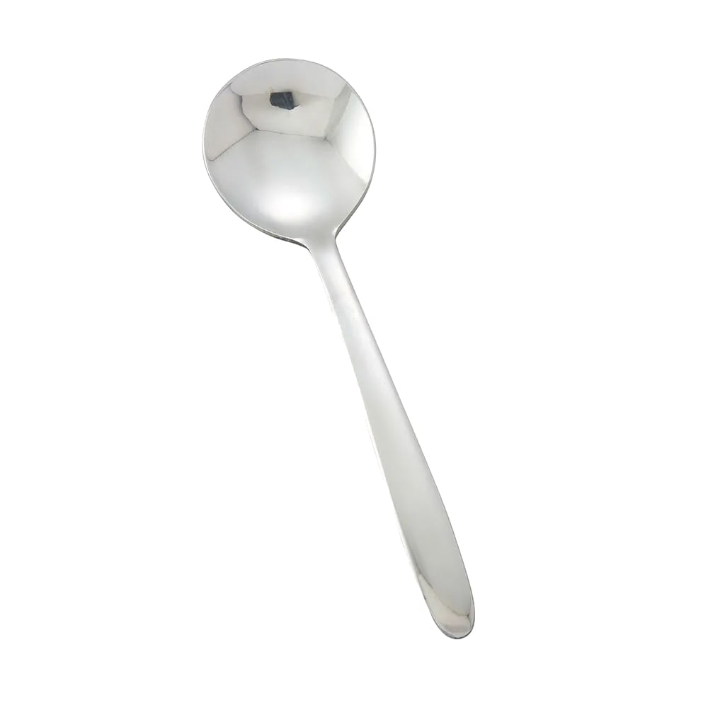 Winco 0019-04 5 5/8" Bouillon Spoon with 18/0 Stainless Grade, Flute Pattern