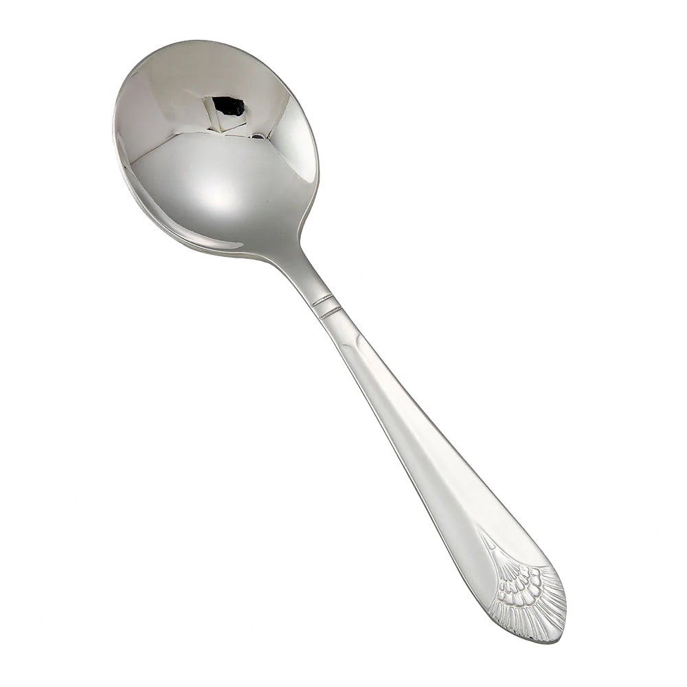 Winco 0031-04 6" Bouillon Spoon with 18/8 Stainless Grade, Peacock Pattern