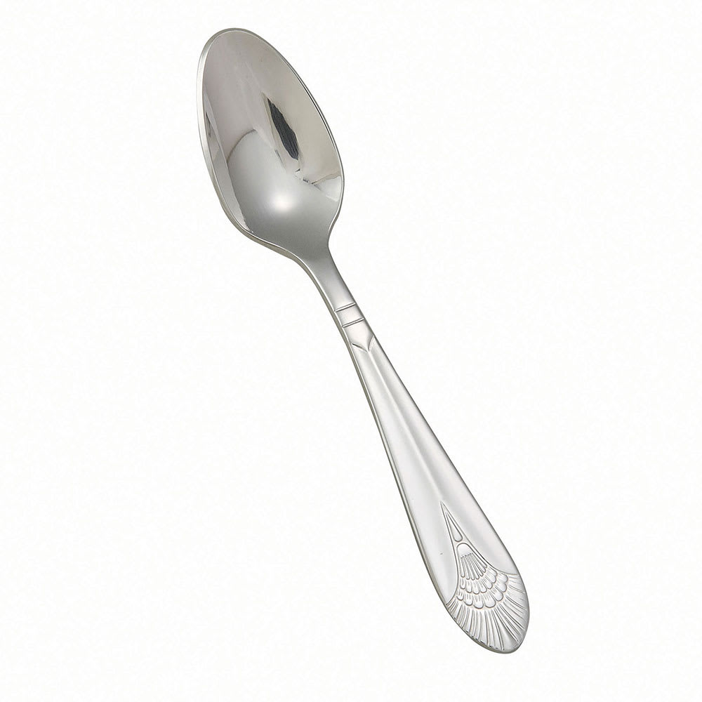 Winco 0031-09 4 1/2" Demitasse Spoon with 18/8 Stainless Grade, Peacock Pattern