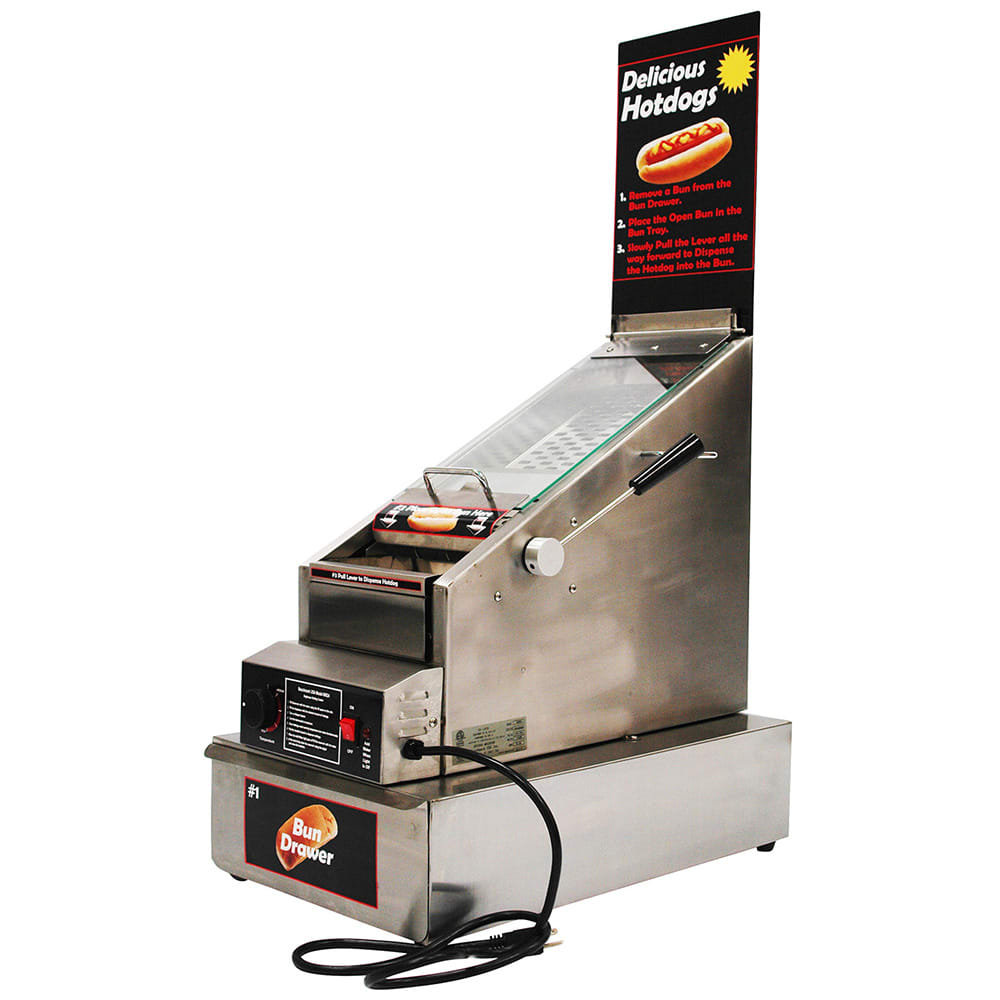 Winco 60024 Hot Dog Cooker/Dispenser w/ (24) Hot Dog & (24) Bun Capacity, 120v