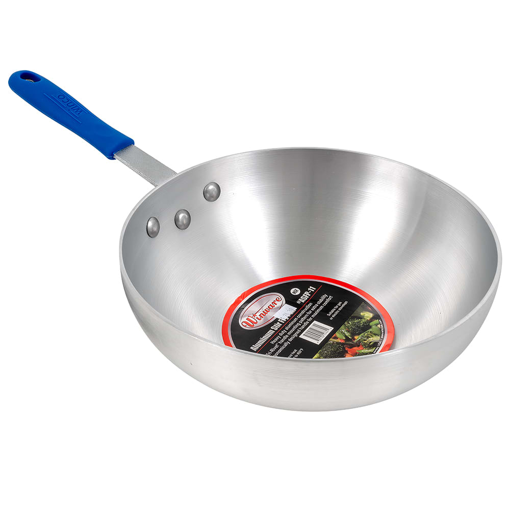 Winco ASFP-11 11" Aluminum Stir Fry Pan