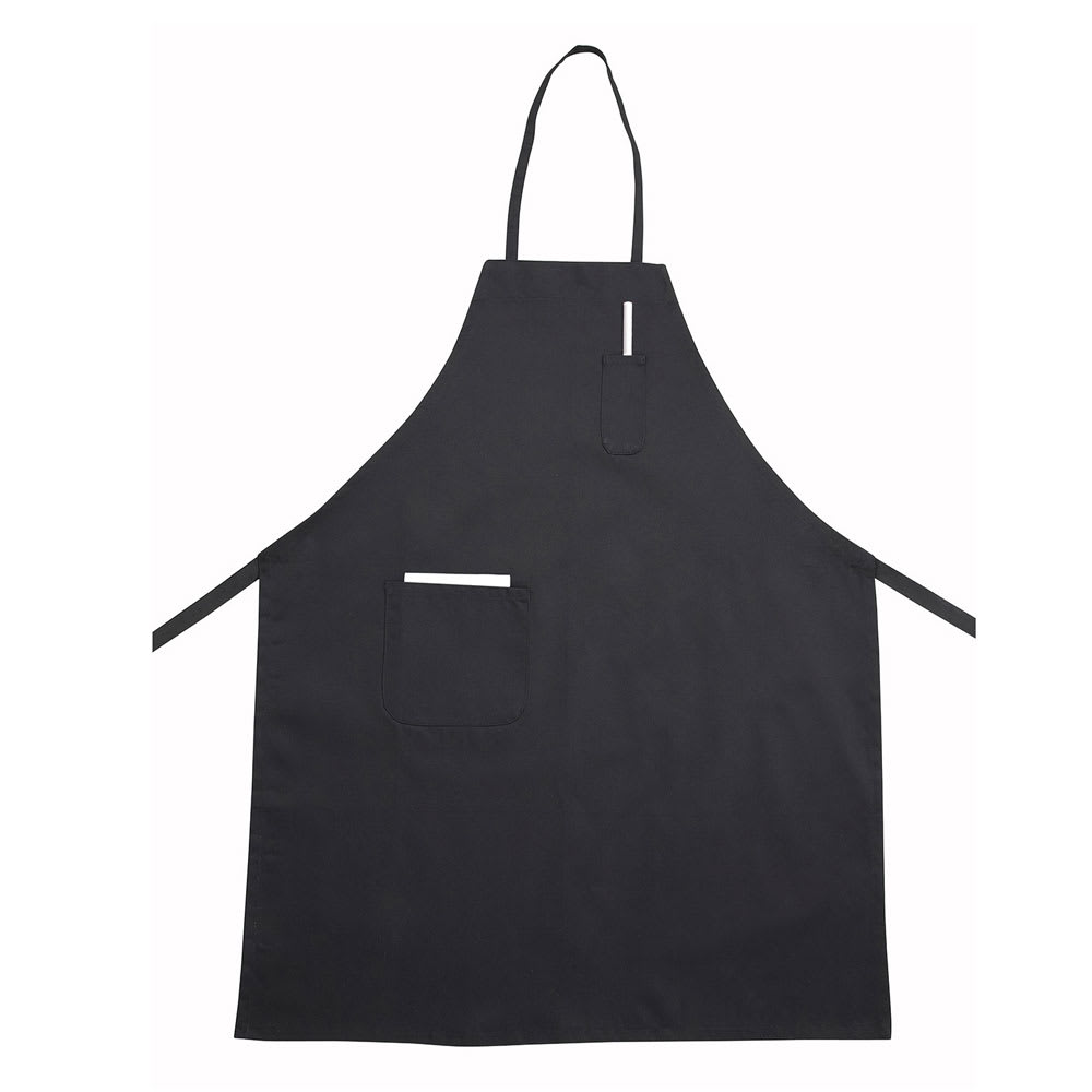 Winco BA-PBK Bib Apron w/ Pocket, Black