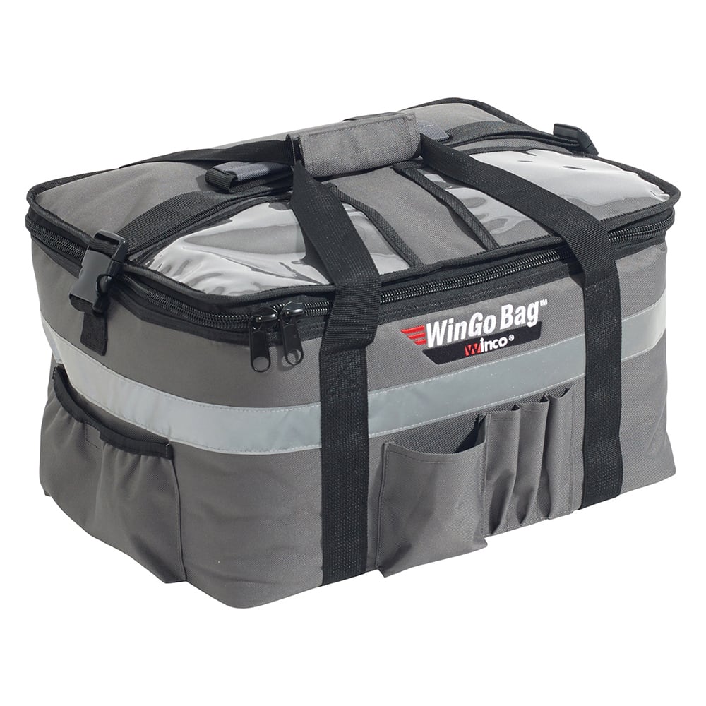 Winco BGCB-1709 WinGo Bag™ Insulated Food Delivery Bag - 17" W x 13"D x 9"H, Polyester, Gray