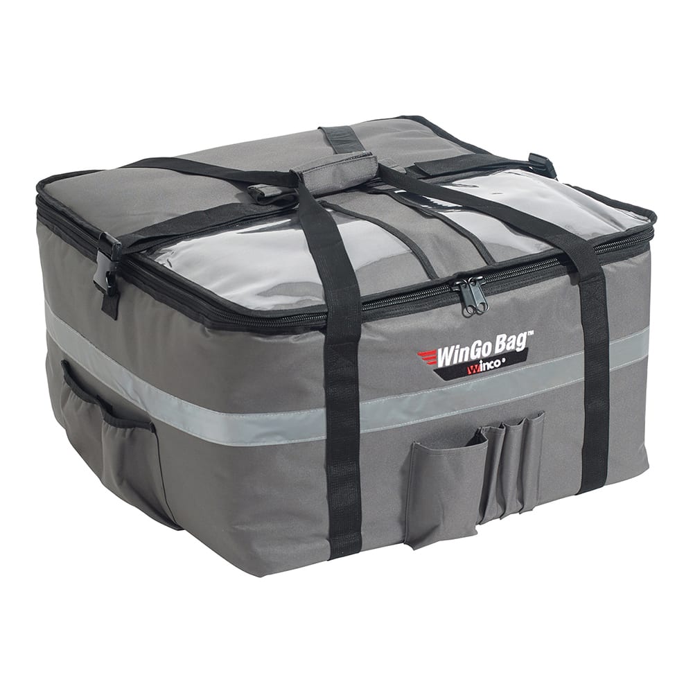 Winco BGCB-2212 WinGo Bag™ Insulated Food Delivery Bag - 22"W x 22"D x 12"H, Polyester, Gray