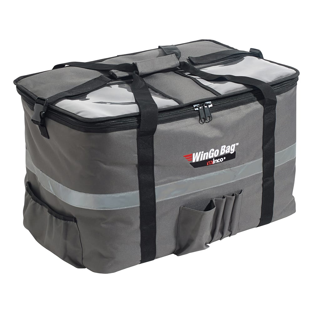 Winco BGCB-2314 WinGo Bag™ Insulated Food Delivery Bag - 23"W x 15"D x 14"H, Polyester, Gray