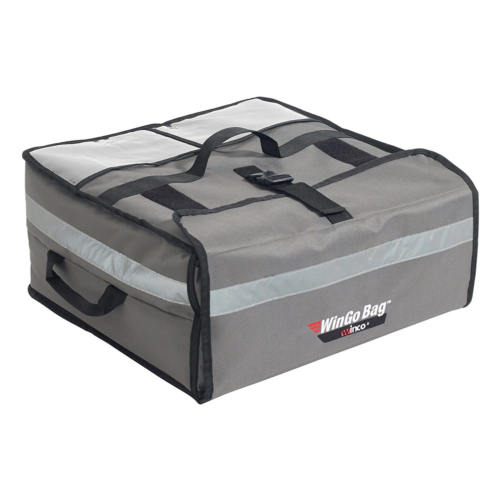 Winco BGPZ-2109 WinGo Bag™ Pizza Delivery Bag - 21 1/2" x 21 1/2" x 9"H, Polyester, Gray