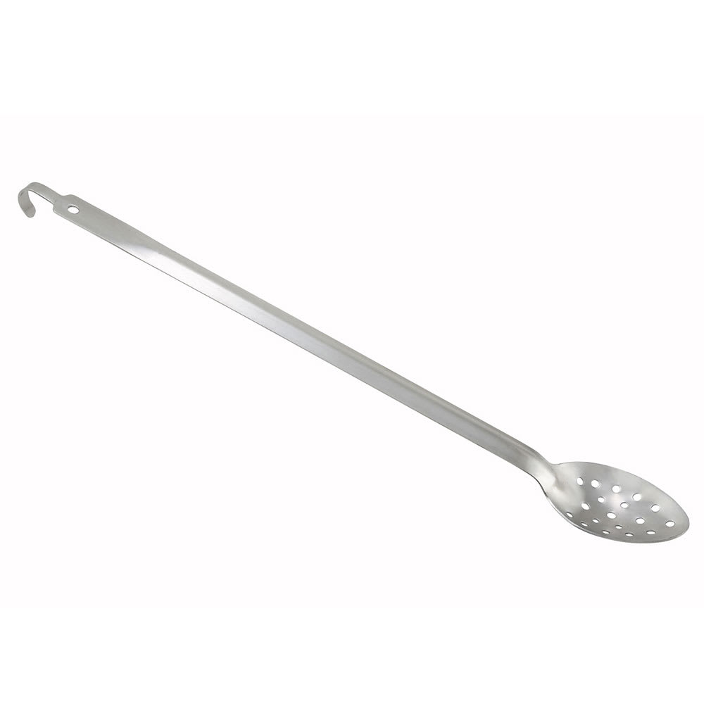 Winco BHKP-21 21" Perforated Basting Spoon w/ Hang Hook, Heavy-Duty, Stainless