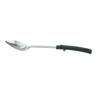 Winco BHOP-13 13" Solid Basting Spoon w/ Stop Hook & Black Plastic Handle, Stainless thumbnail 4