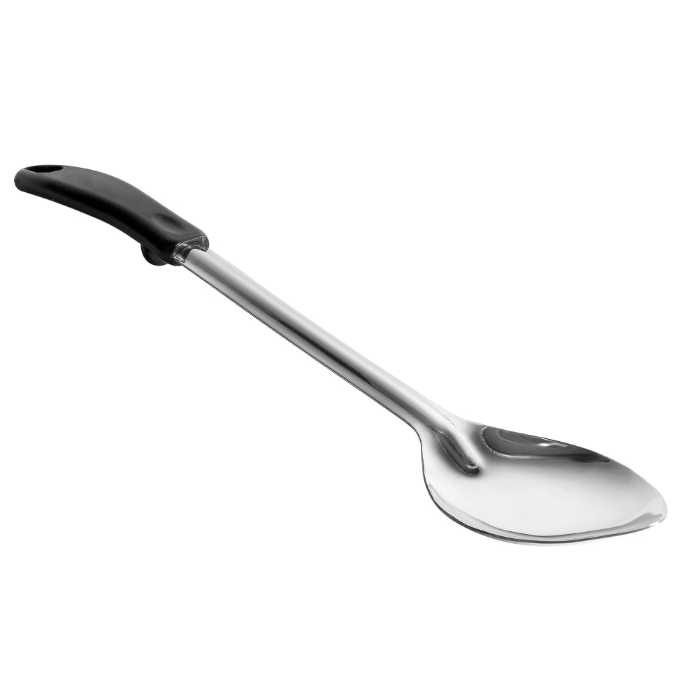 Winco BHOP-15 15" Solid Basting Spoon w/ Stop Hook & Black Plastic Handle, Stainless