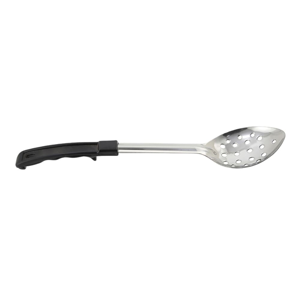 Winco BHPP-15 15" Perforated Basting Spoon w/ Stop Hook & Black Plastic Handle, Stainless