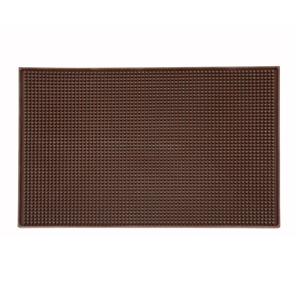 Winco BM-1812B Rectangular Bar Mat - 18" x 12", Rubber, Brown