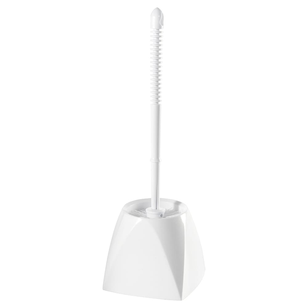 Winco BR-15SET 15" Toilet Brush & Caddy Set - Plastic, White