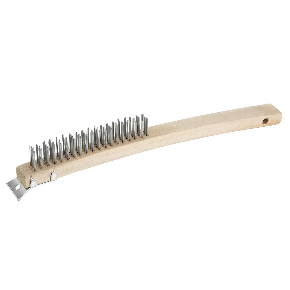Winco BR-319 Wire Brush, 3" X 19 in, Steel Bristles, Wood Handle