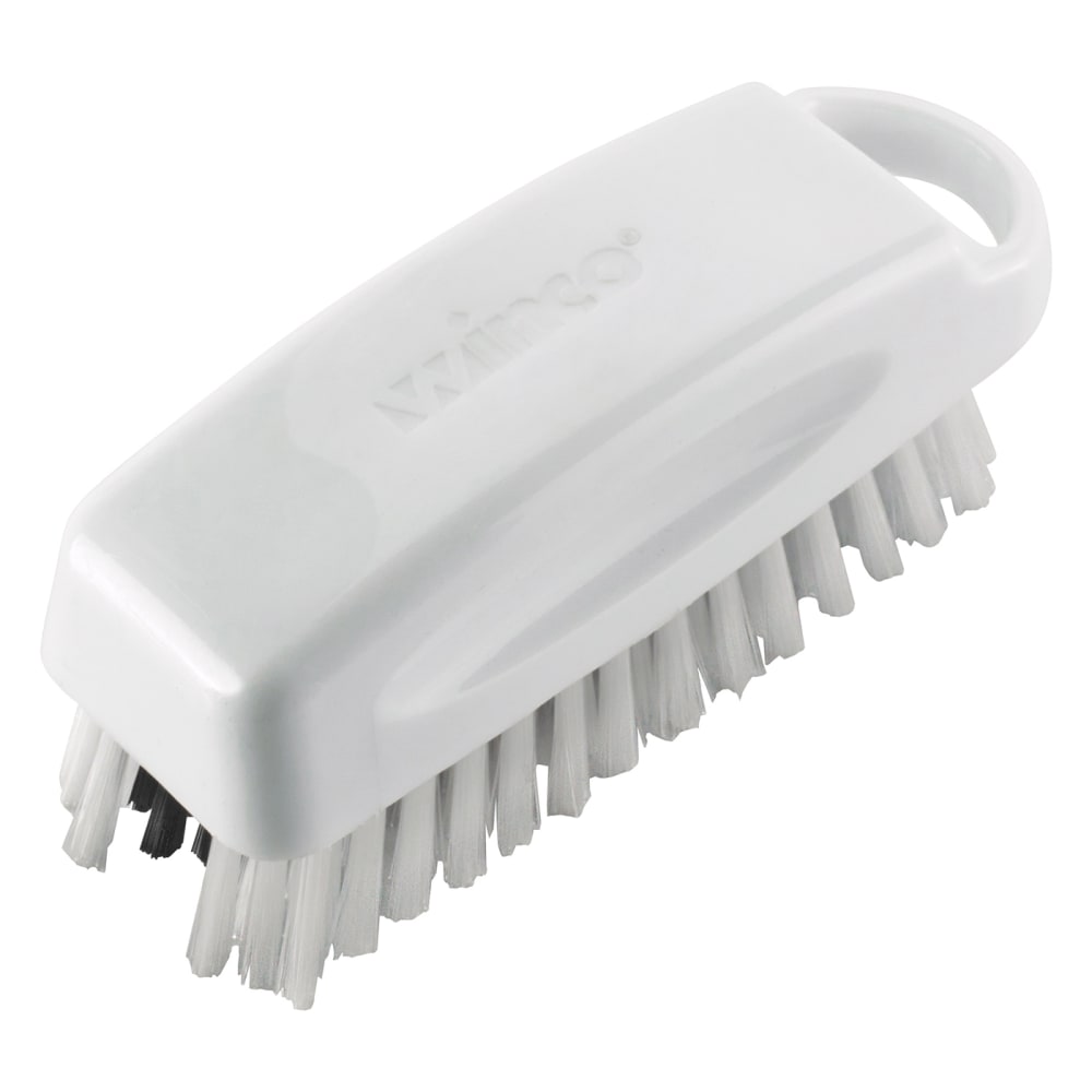 Winco BRN-52 5 3/4" Nail Cleaning Brush - Poly/Plastic, White/Black