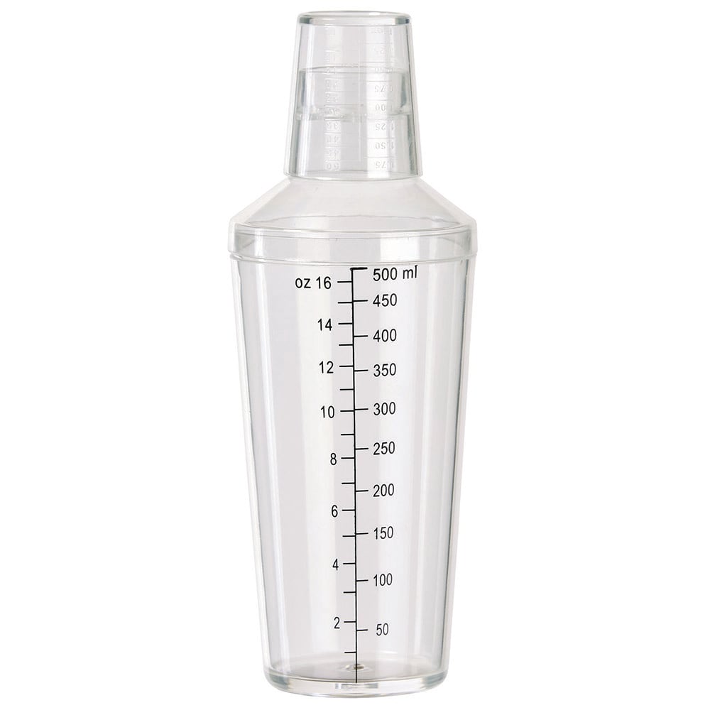 Winco BS-16PC 16 oz Plastic Bar Cocktail Shaker, Clear