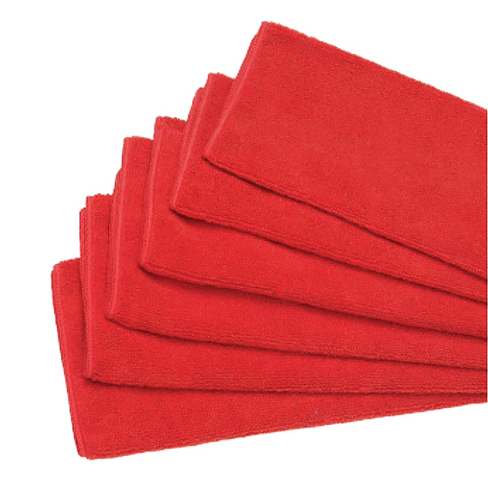 Winco BTM-16R 16" Square Bar Towel Set - Microfiber, Red
