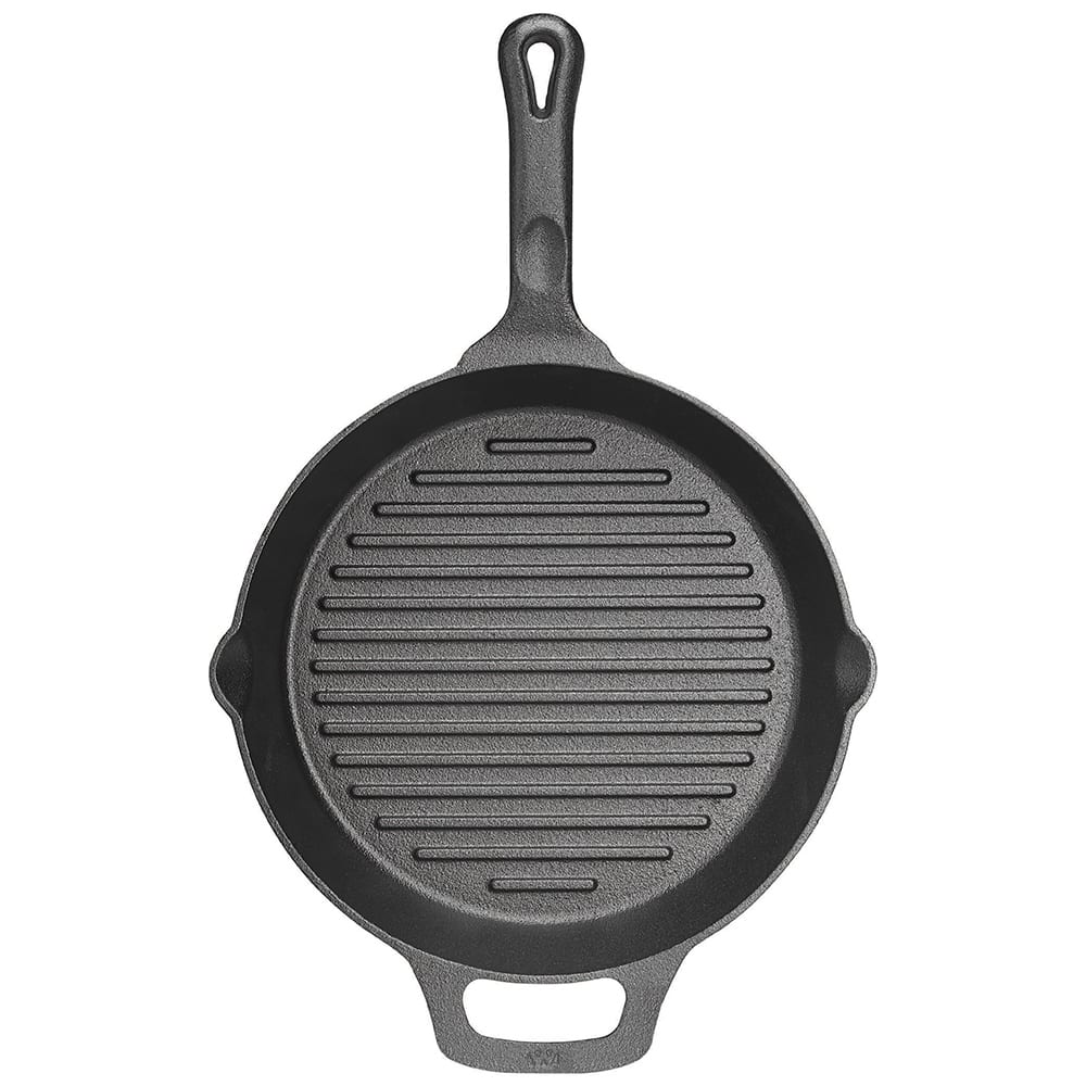 Winco CAGP-10R 10 1/4" Round Induction Grill Pan - Pre Seasoned Cast Iron