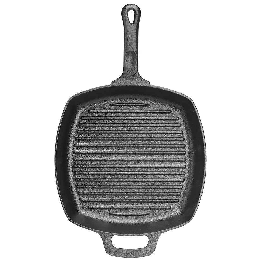 Winco CAGP-10S 10 1/2" Square Induction Grill Pan - Pre Seasoned Cast Iron