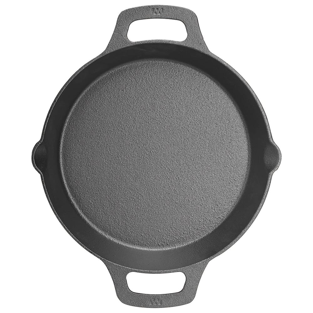 Winco CASD-10 10 1/4" Round Induction Skillet w/ Dual Loop Handles - Pre Seasoned Cast Iron
