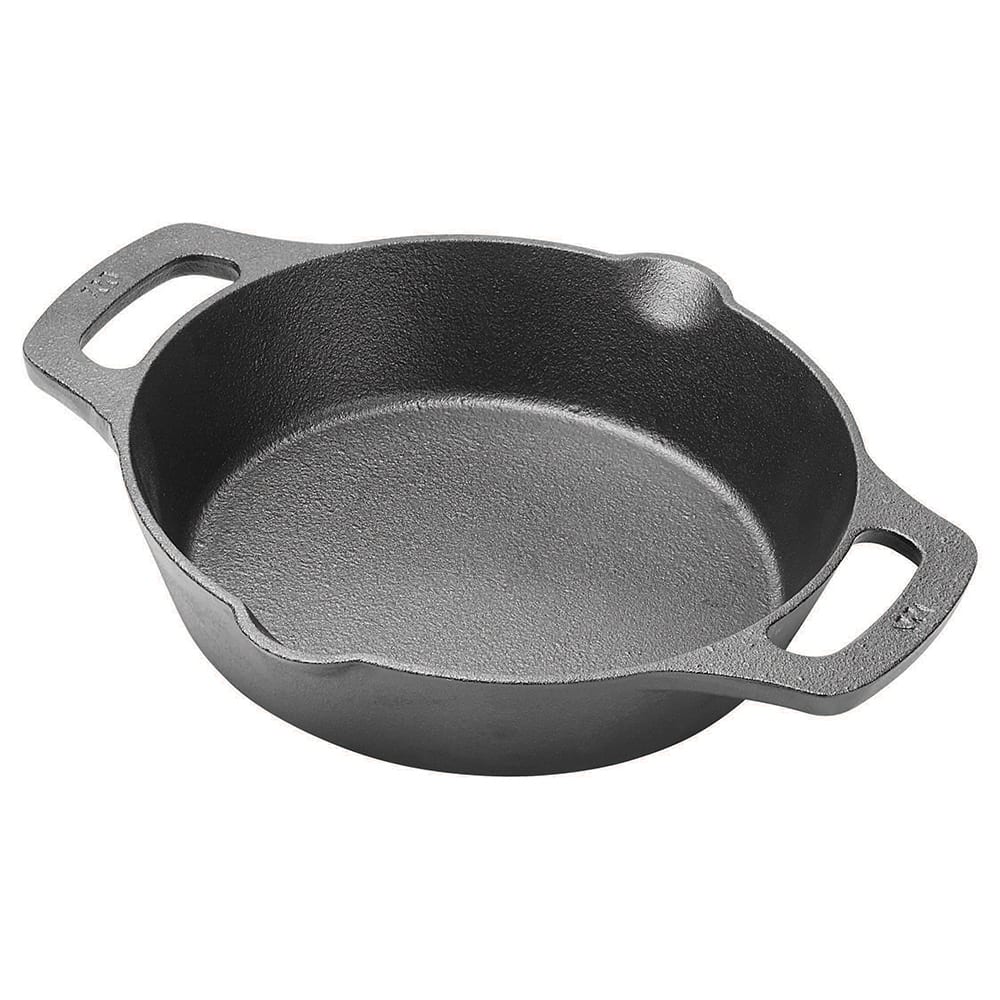 Winco CASD-8 8" Round Induction Skillet w/ Dual Loop Handles - Pre Seasoned Cast Iron