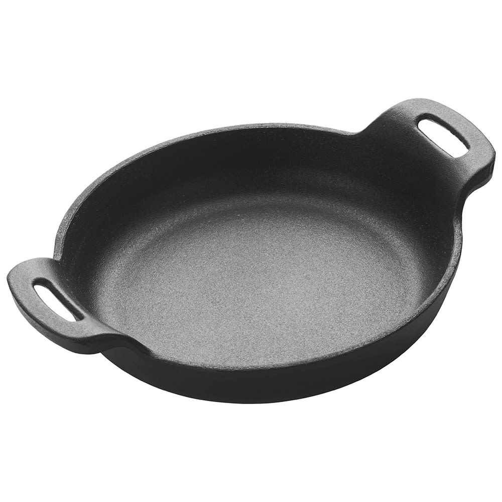 Winco CASM-6R 6 3/8" Round Mini Induction Server - Cast Iron, Matte Black Enamel
