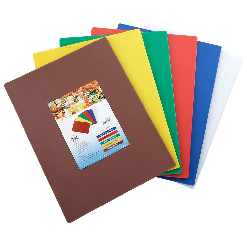 Winco CBST-1218 Cutting Board Set w/ (6) Boards - 12" x 18", Assorted Colors