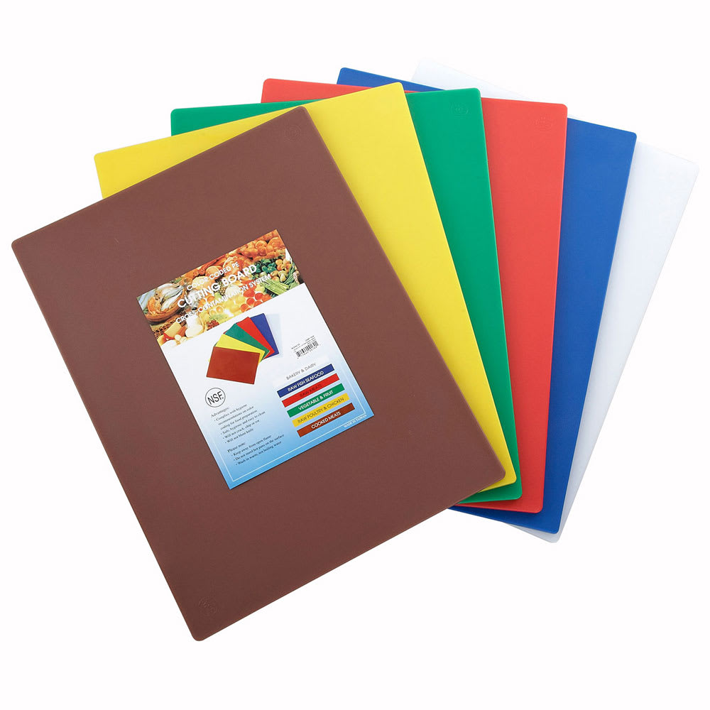 Winco CBST-1824 Cutting Board Set w/ (6) Boards - 18" x 24", Assorted Colors