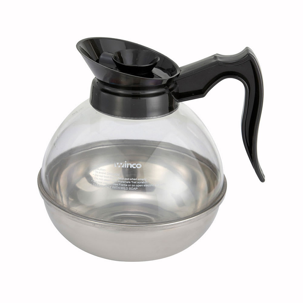 Winco CD-64K 64 oz Regular Coffee Decanter w/ Black Plastic Handle