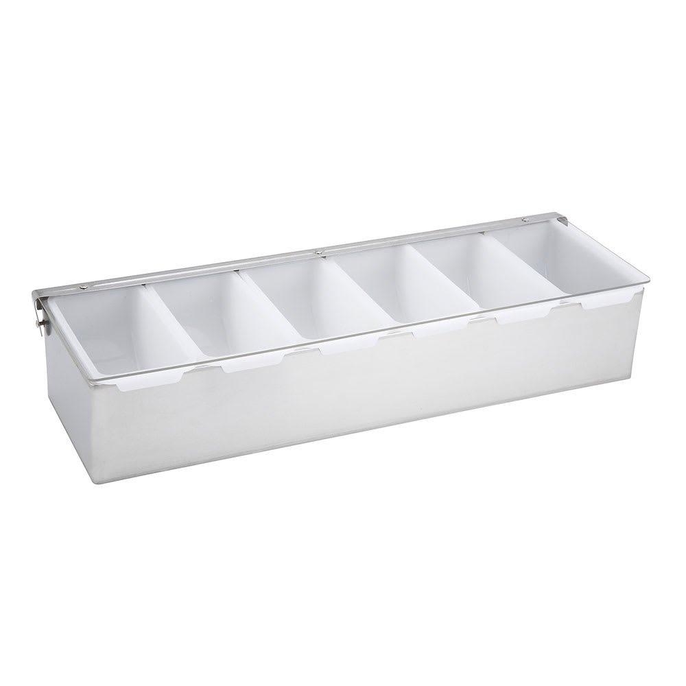 Winco CDP-6 (6) Compartment Bar Garnish Tray - Flat Hinged Lid