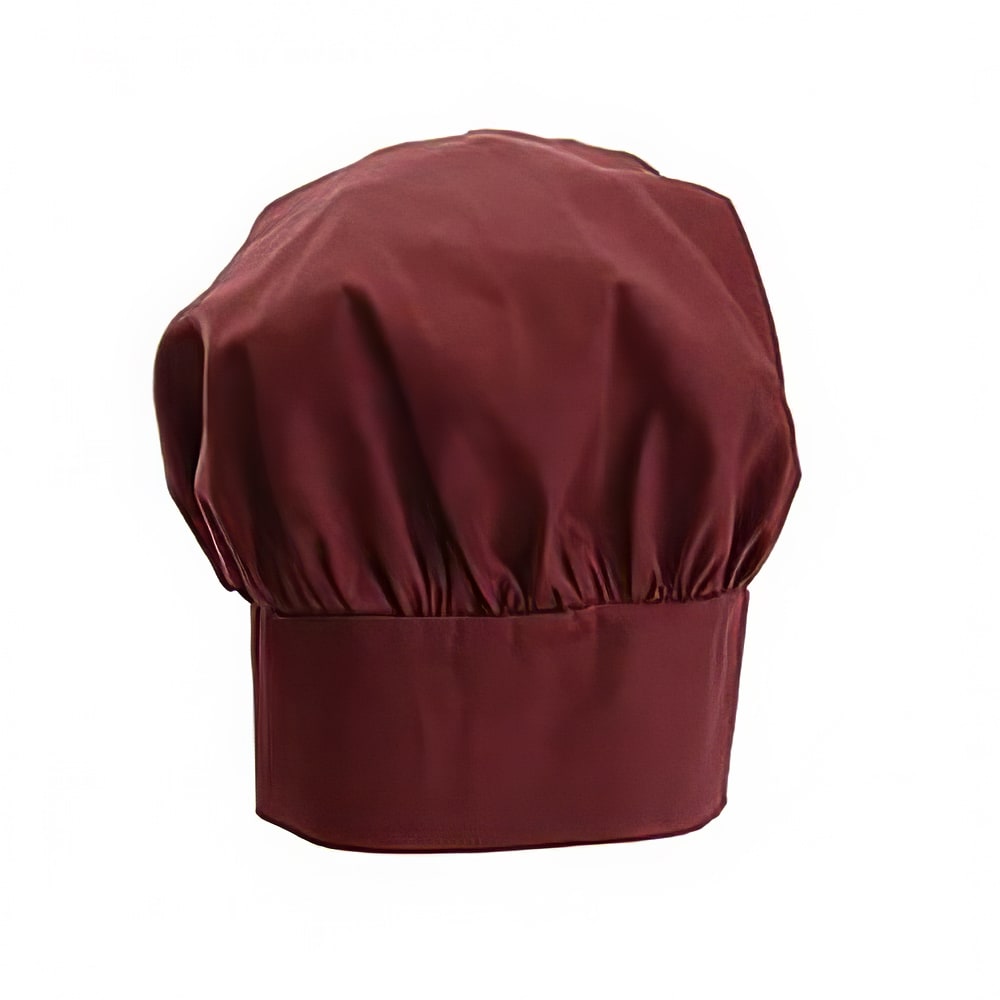 Winco CH-13BG 13"H Adjustable Chef Hat w/ Velcro Closure - Poly/Cotton, Burgundy
