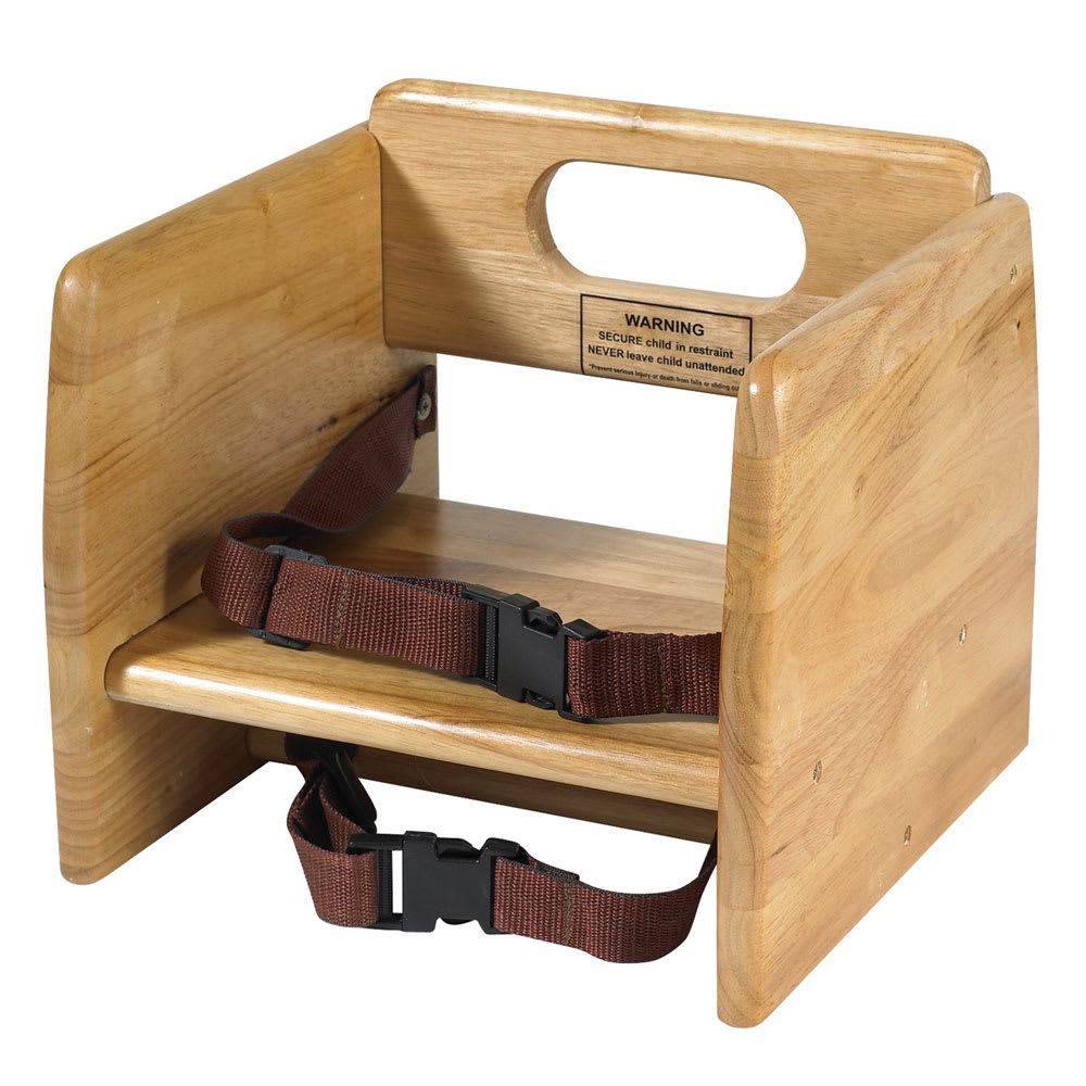 Winco CHB-701 Single Height Booster Seat w/ Waist & Chair Strap - Wood, Natural